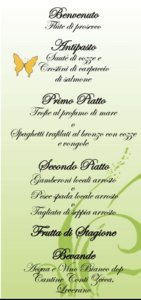 MENU' CENA romantica a porto cesareo